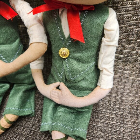 2 Gathered Traditions Joe Spencer Bartholomew Stuffed Christmas Elf Cloth Dolls - Picture 4 of 6